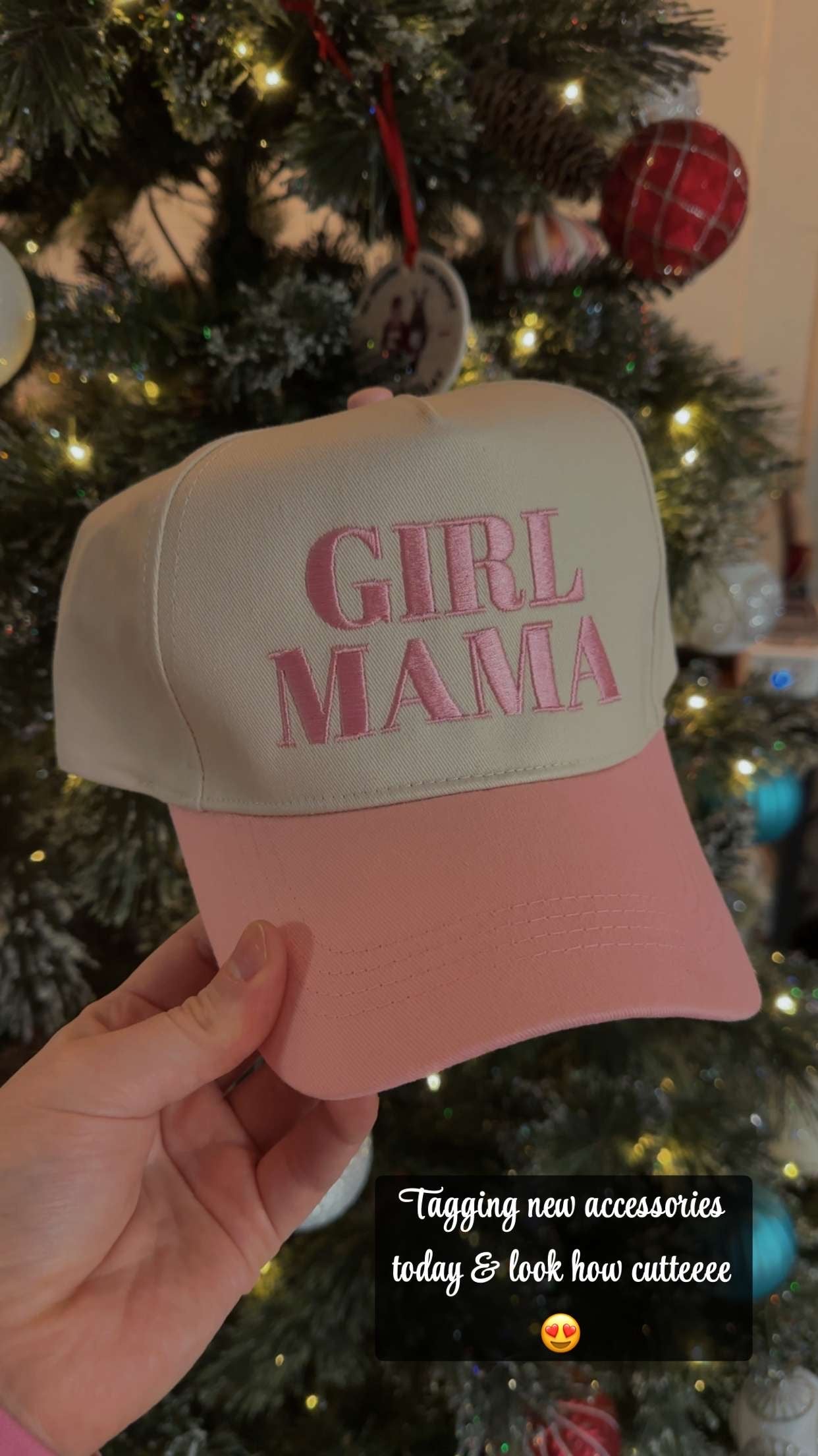 Pink/Red 'GIRL MAMA' Embroidered Two Tone Baseball Cap Hat