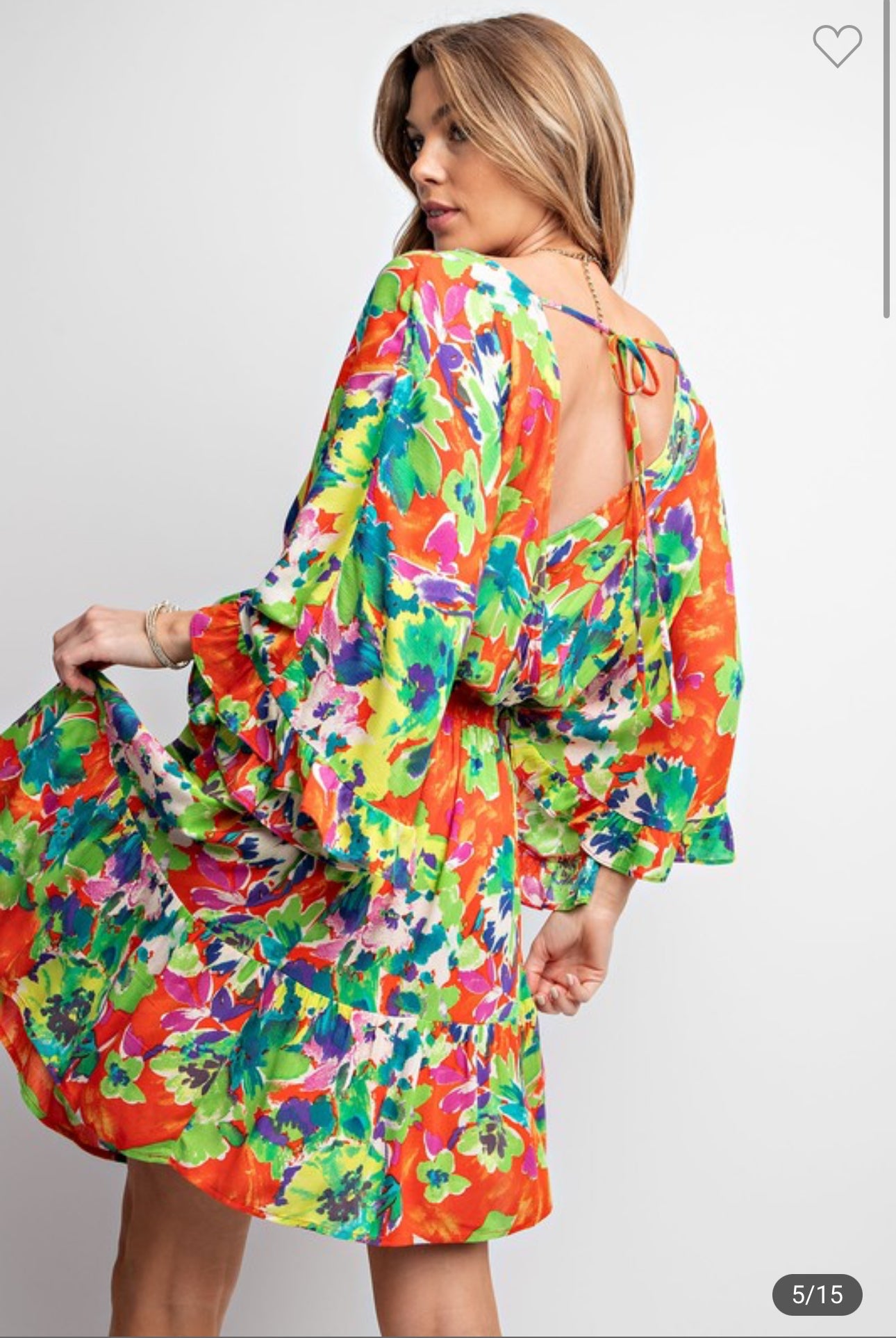 Elizabeth Lime Green Floral Print Gauze Woven Dress