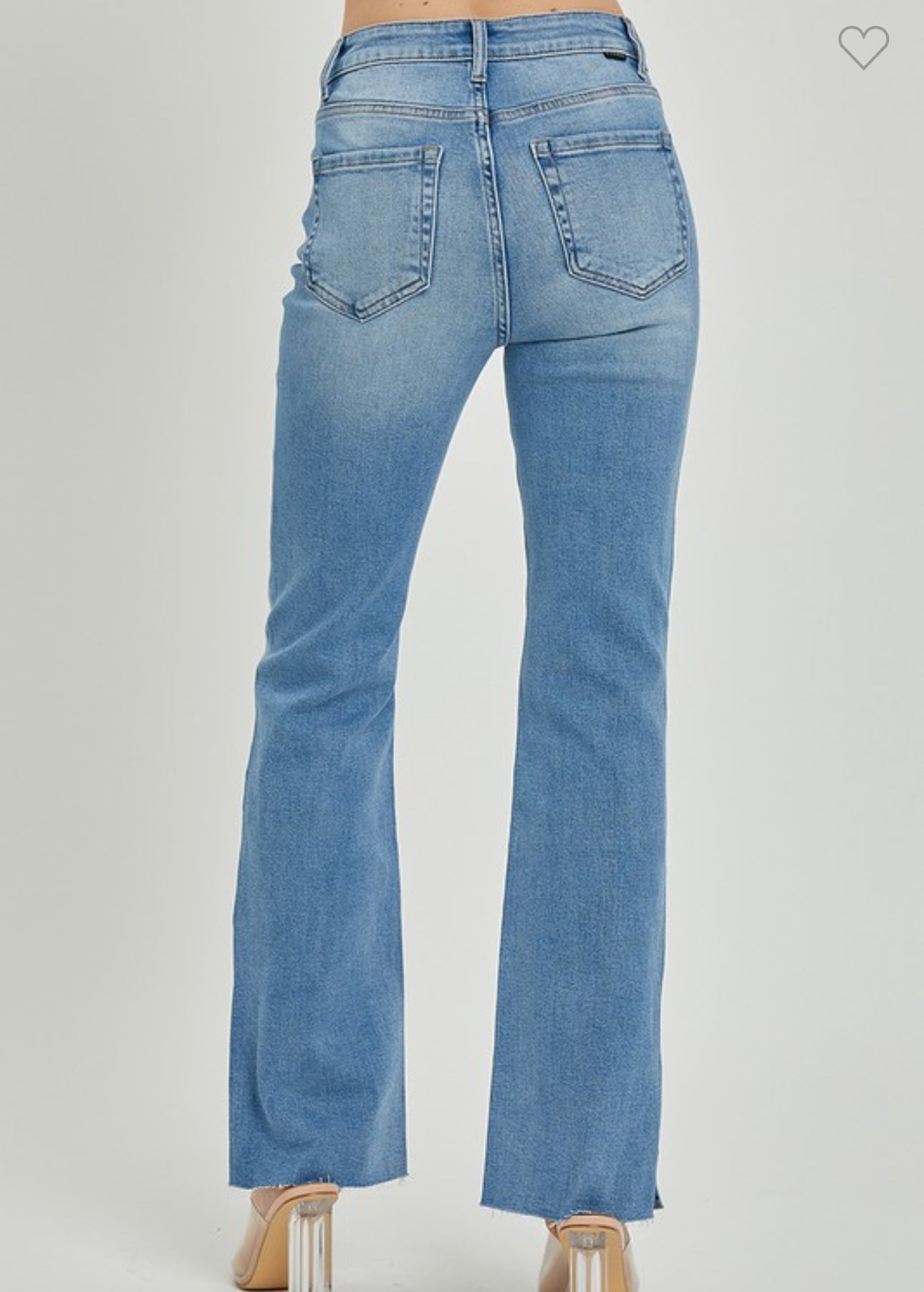 Risen High Rise Raw Hem Straight Leg Denim Jeans