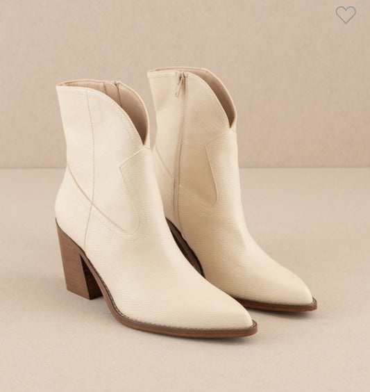 Oasis Society Beige Western Two Panel Booties