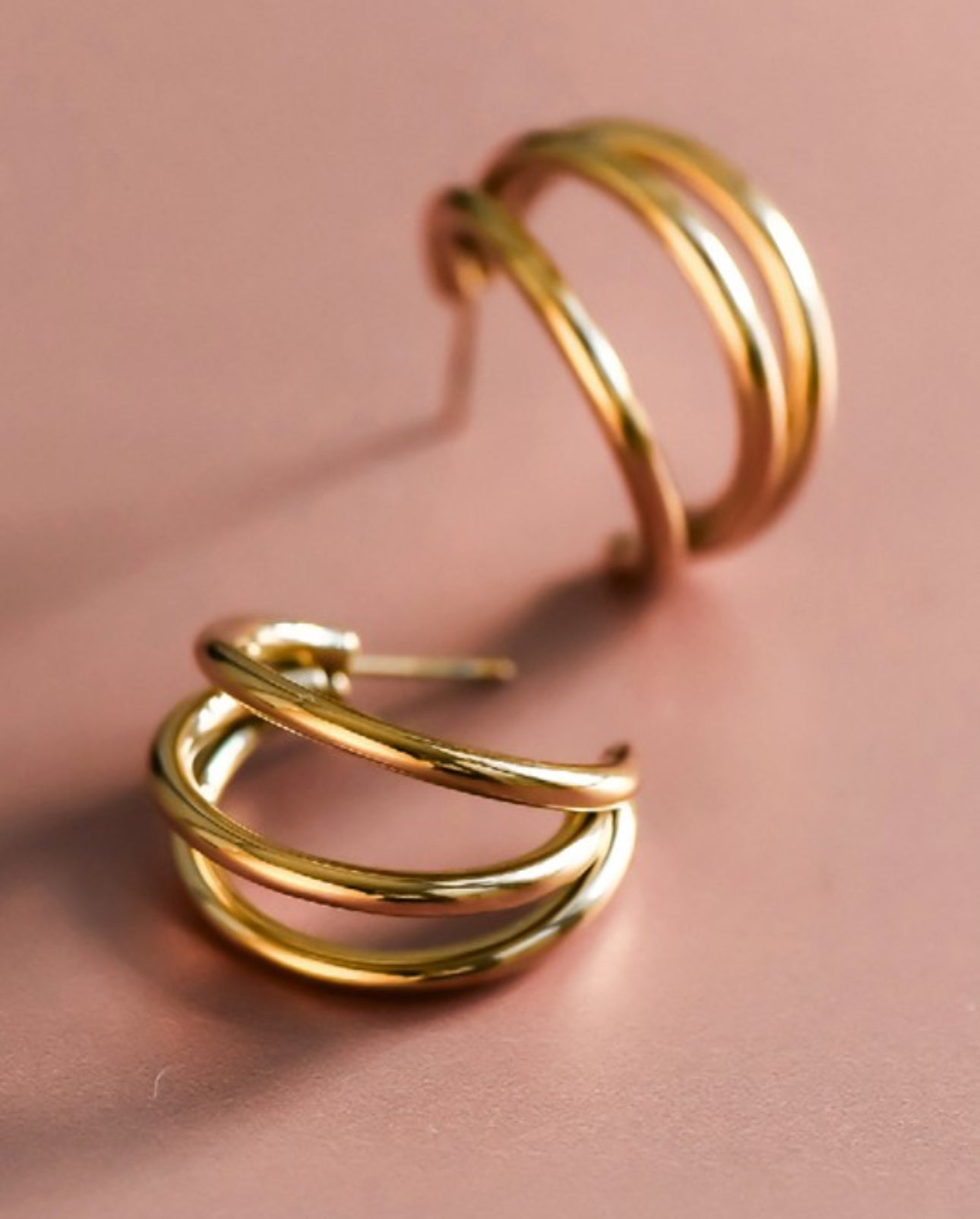 Silver/Gold 18K Waterproof Stainless Steel Double Hoop Earrings