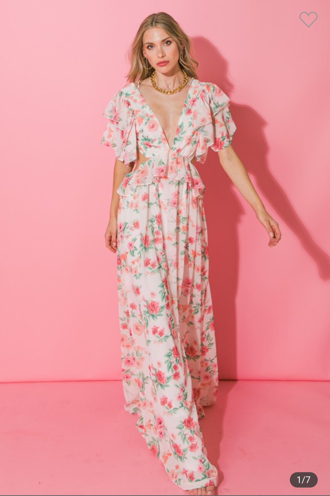 Paige White Floral Flower Cutout V-Neck Maxi Dress