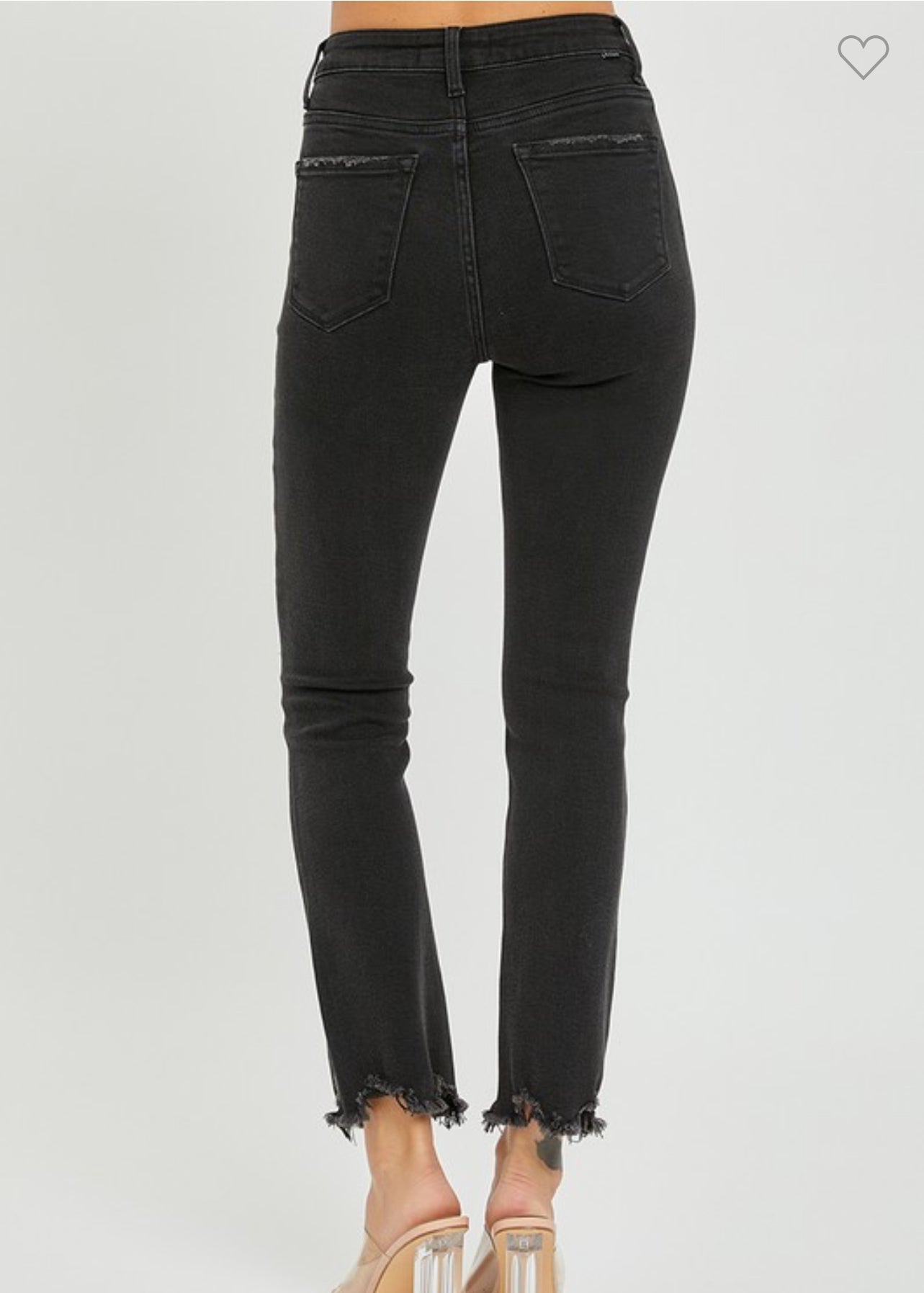 Risen High Risen Black Slim Straight Leg Denim Jeans
