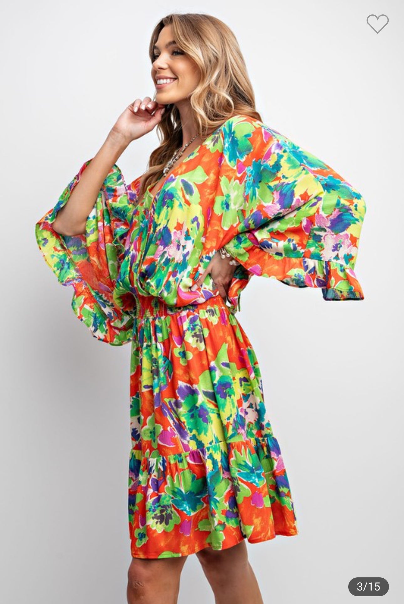 Elizabeth Lime Green Floral Print Gauze Woven Dress