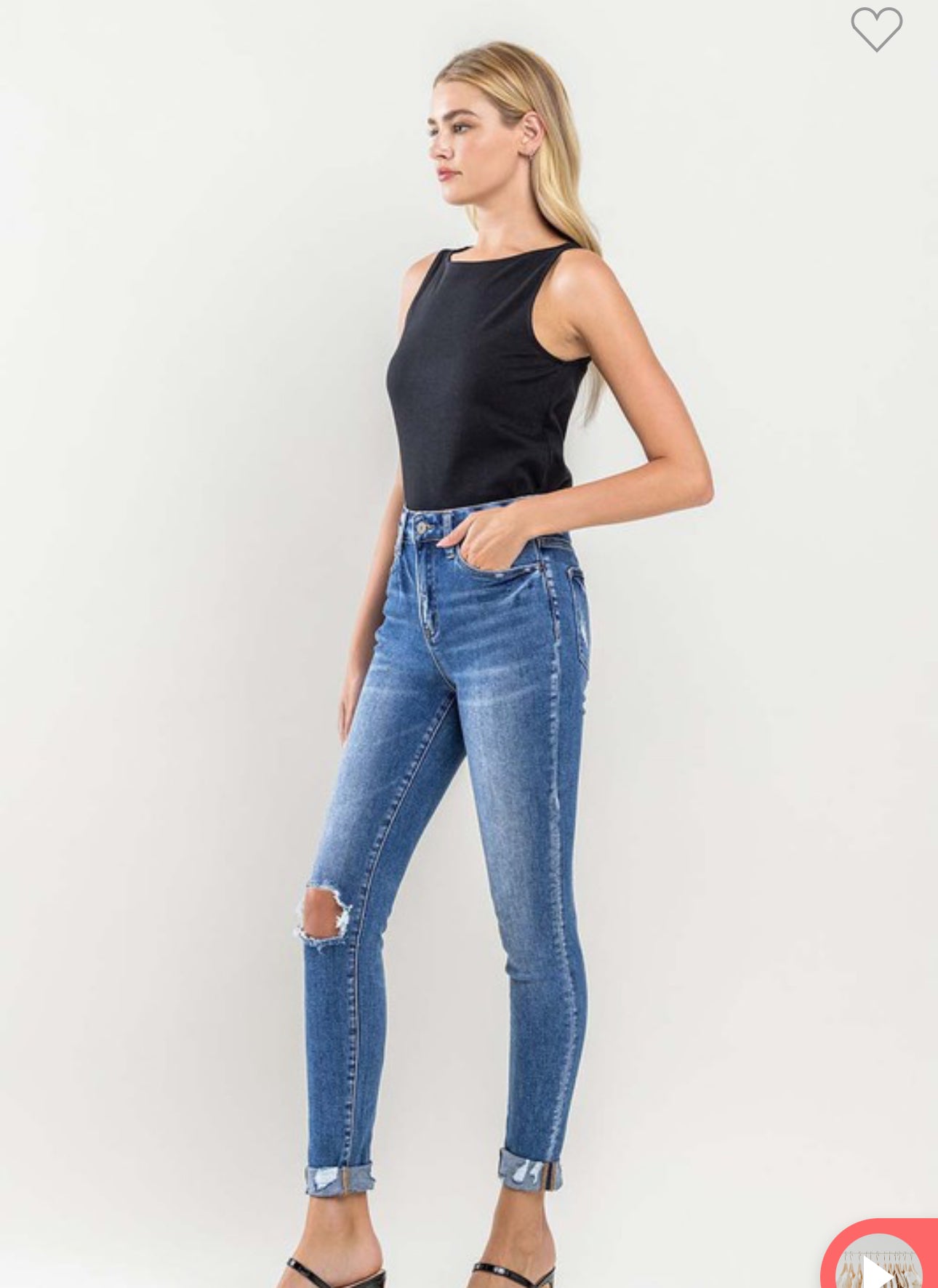 Vervet High Rise Distressed Cuffed Crop Skinny Jeans