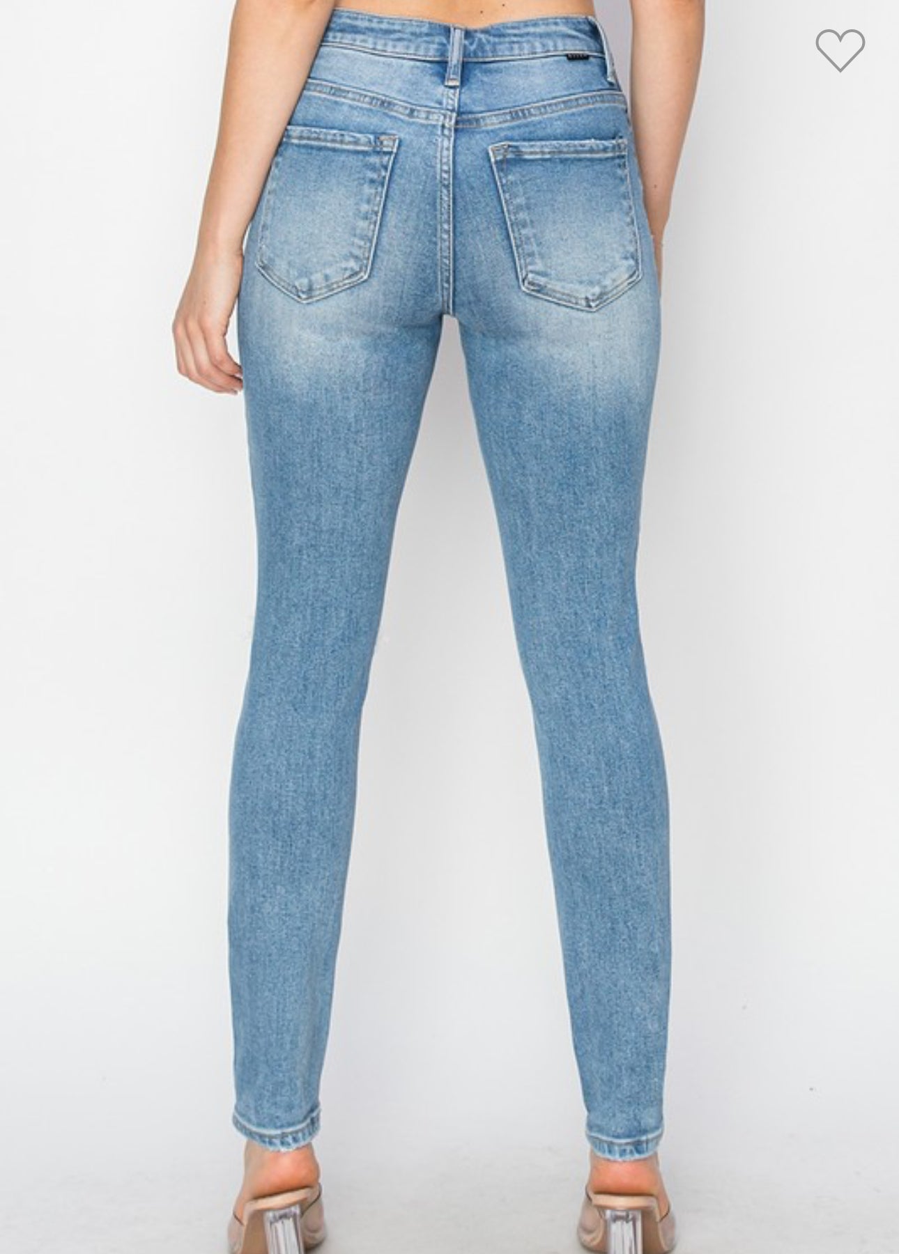 Risen High Rise Light Wash Ankle Distressed Skinny Denim Jeans
