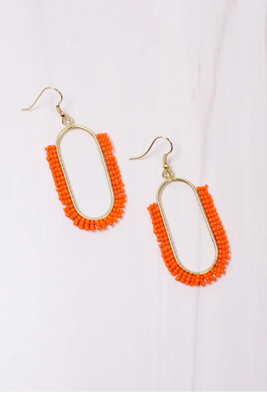 Nemaska Orange Beaded Drop Earrings