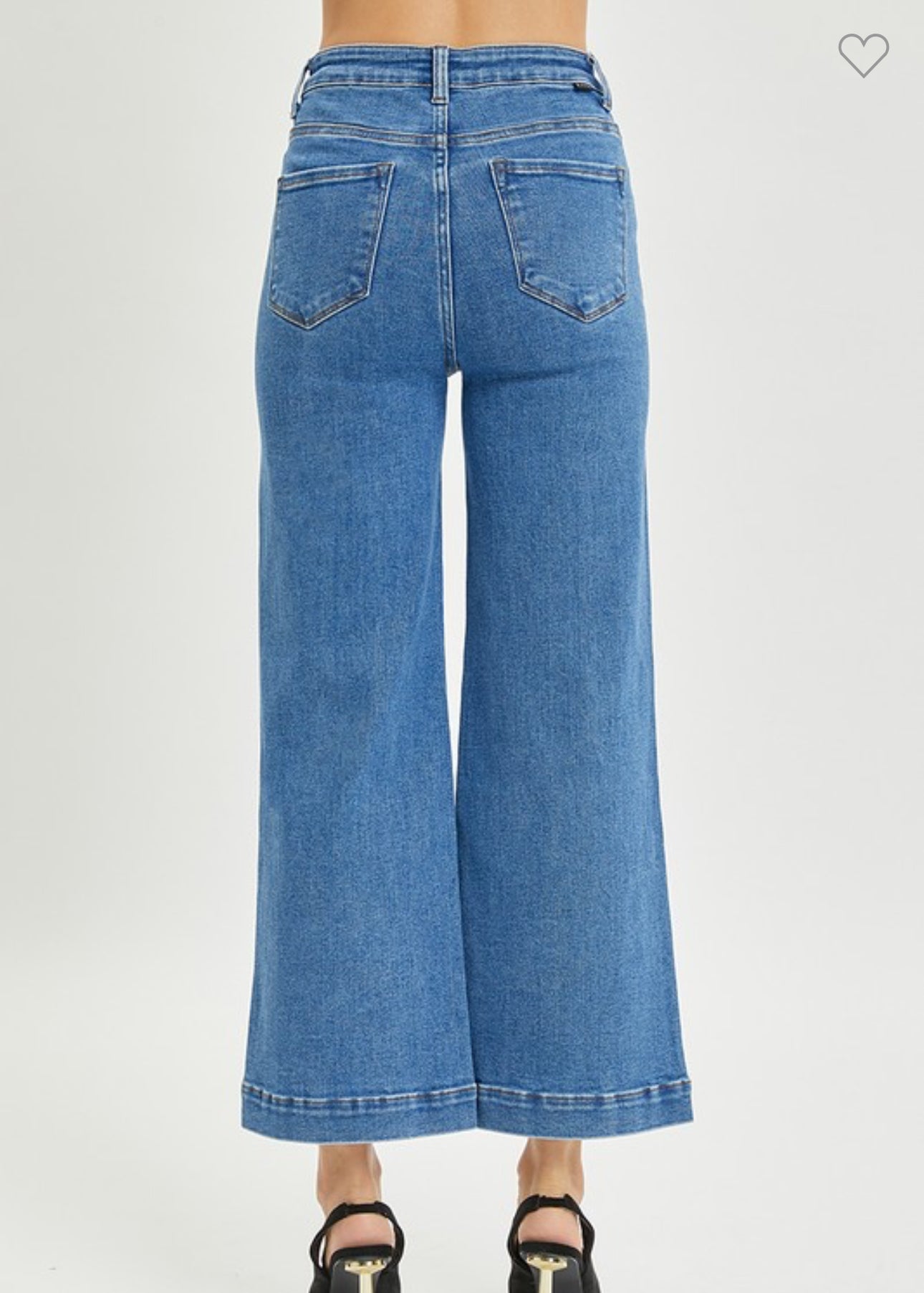 Risen High Rise Ankle Wide Cropped Denim Jeans