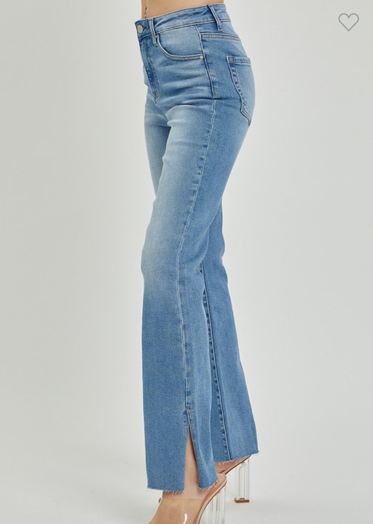 Risen High Rise Raw Hem Straight Leg Denim Jeans