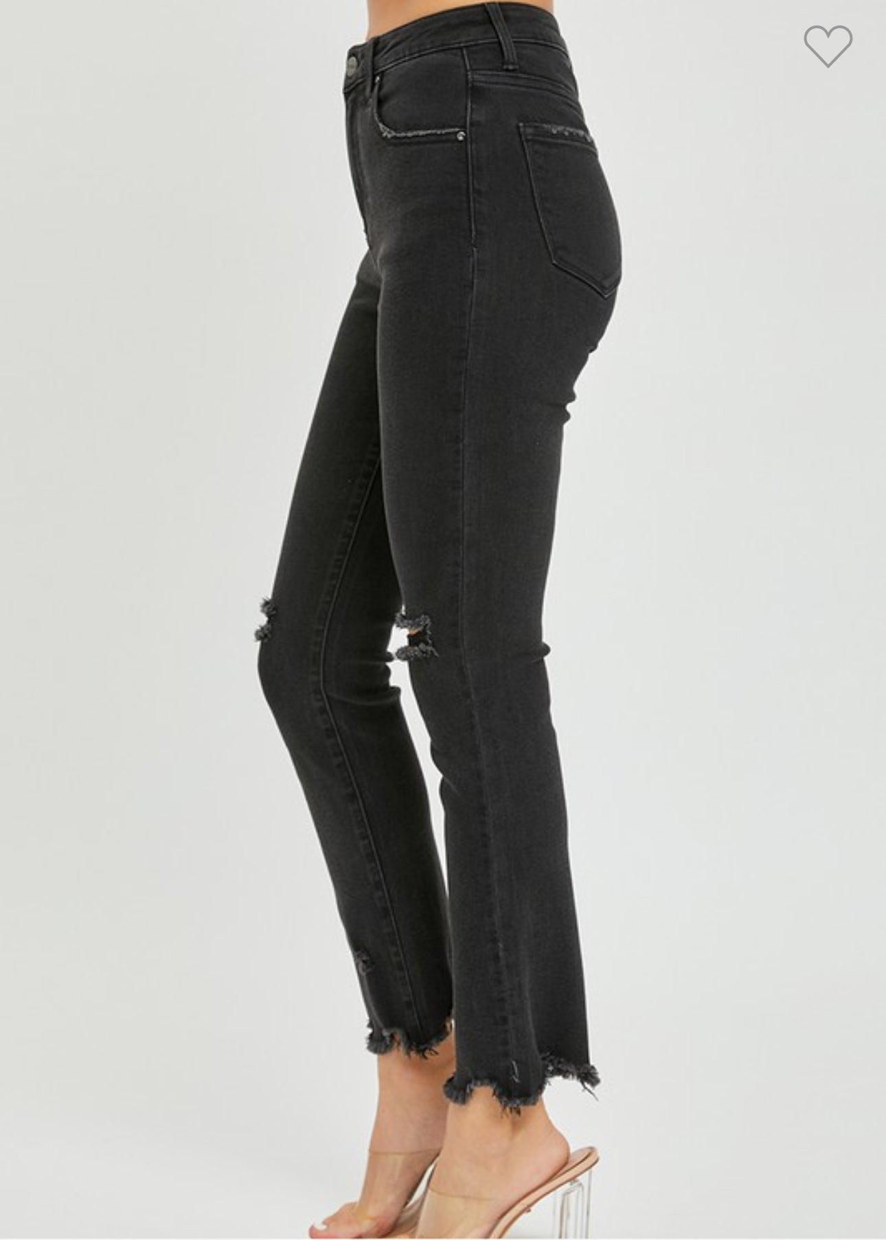 Risen High Risen Black Slim Straight Leg Denim Jeans
