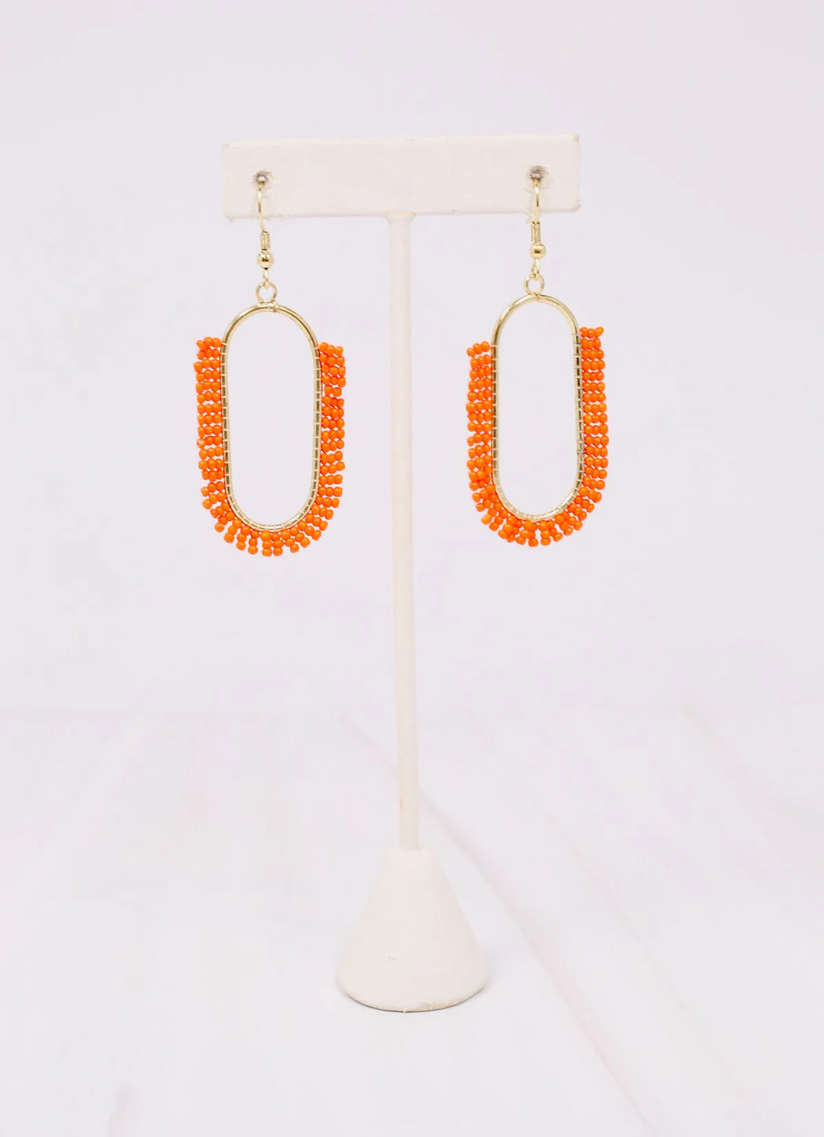Nemaska Orange Beaded Drop Earrings