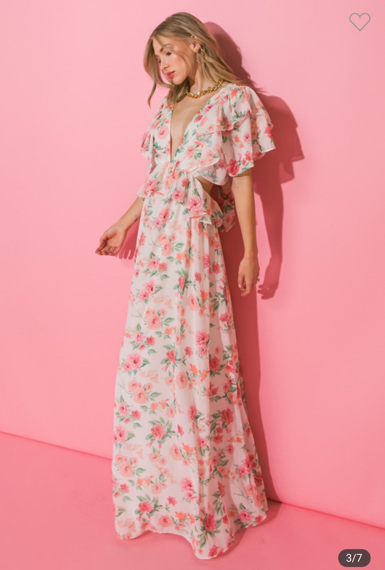Paige White Floral Flower Cutout V-Neck Maxi Dress