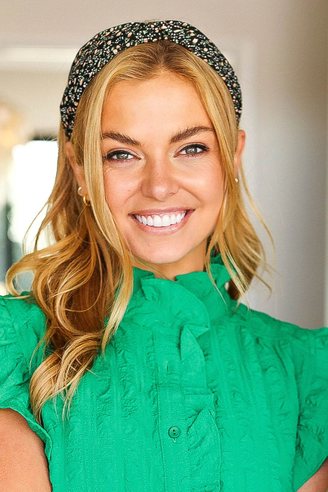 Blue/Black/Green Multi Floral Knotted Twist Headband