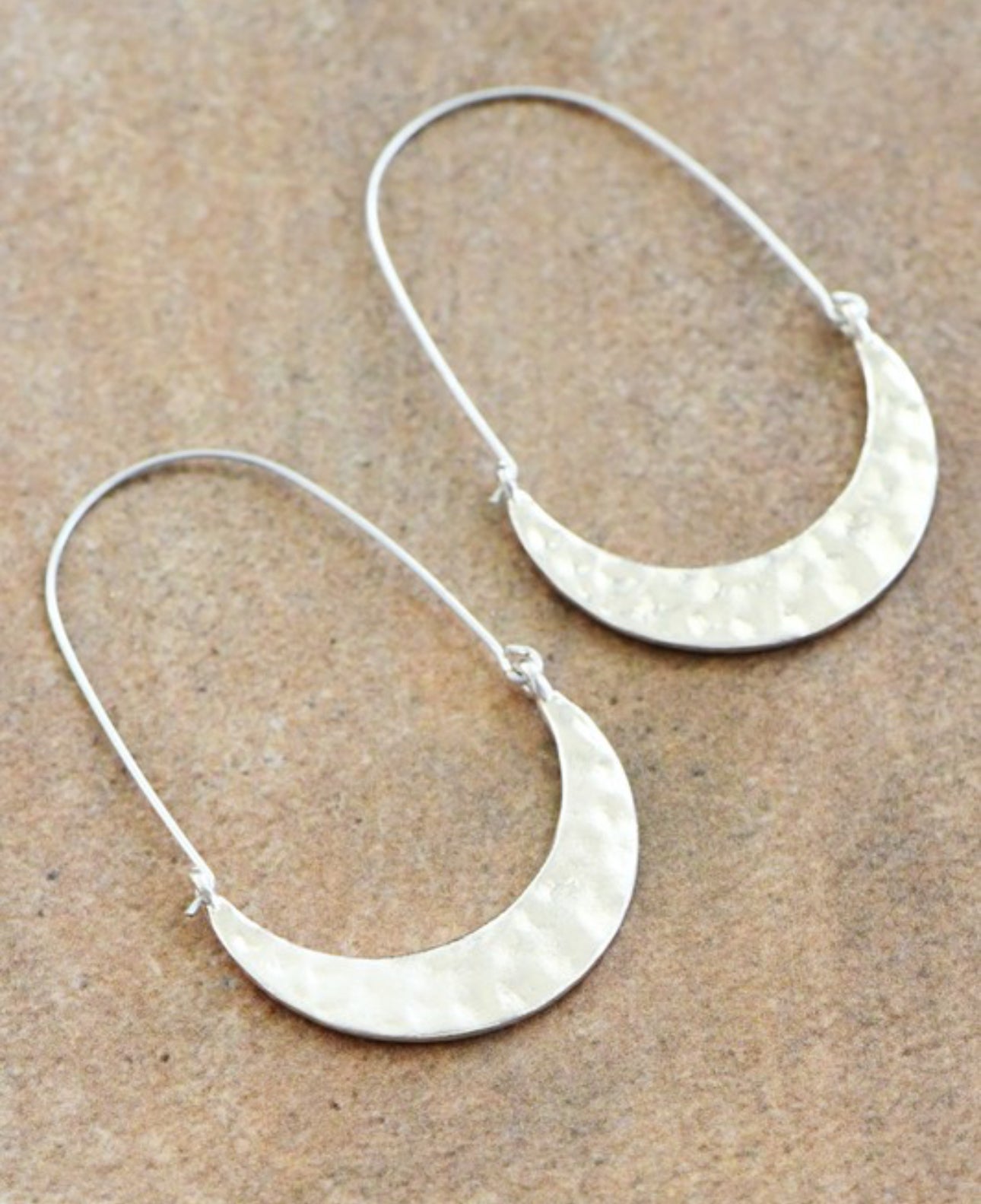 Rose Gold/Silver Hammered Metal Hoop Earrings