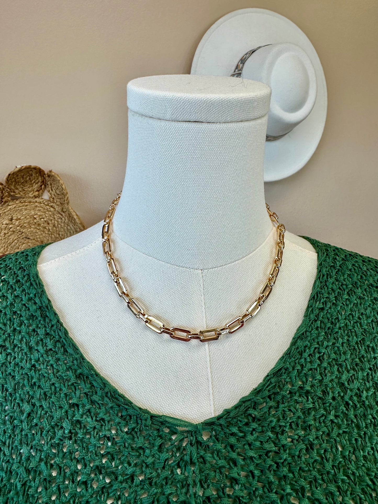 Gold/Silver Simple Pressed Chain Link Necklace