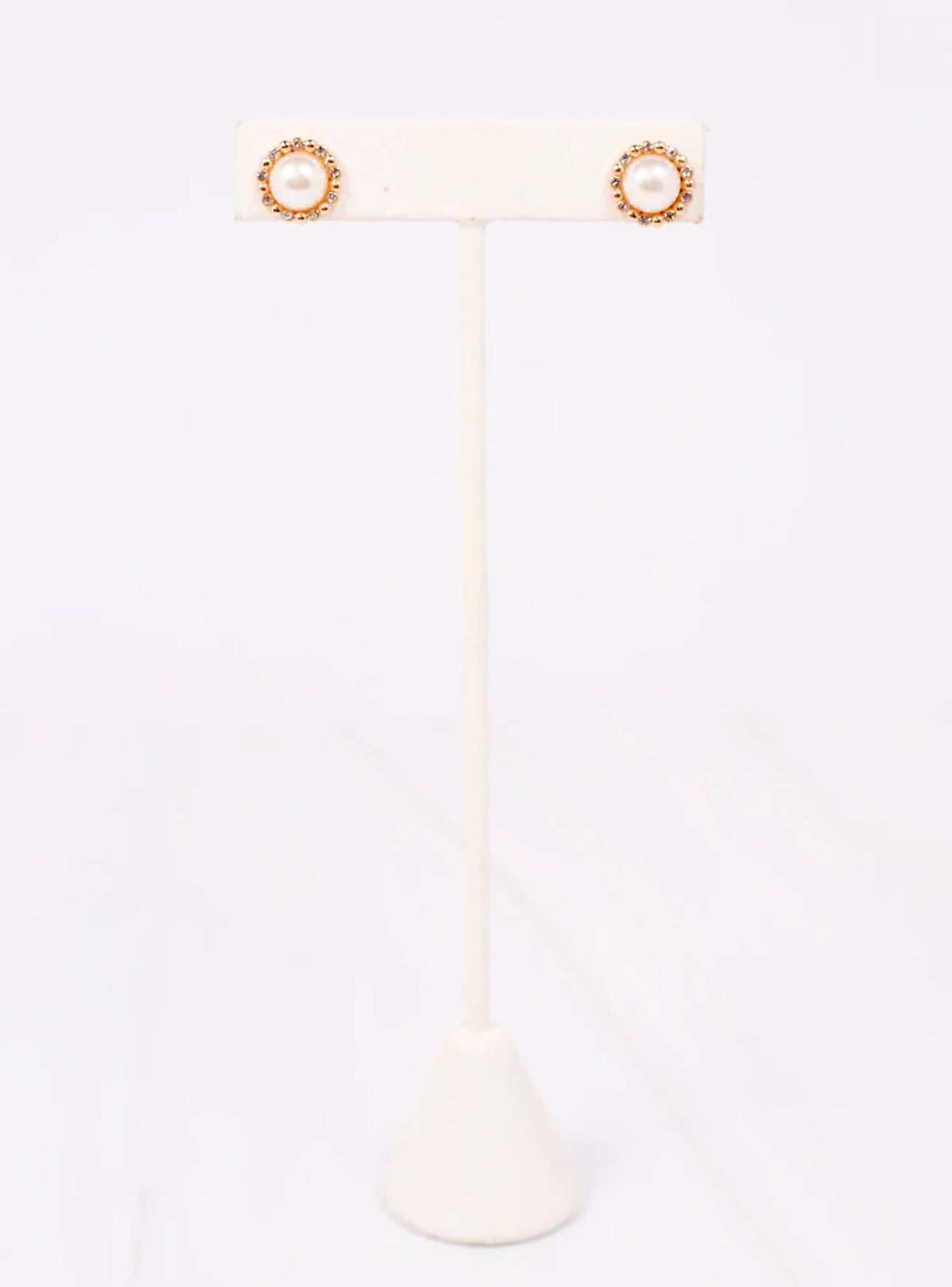 Wimbledon Gold Pearl and CZ Stud Earrings