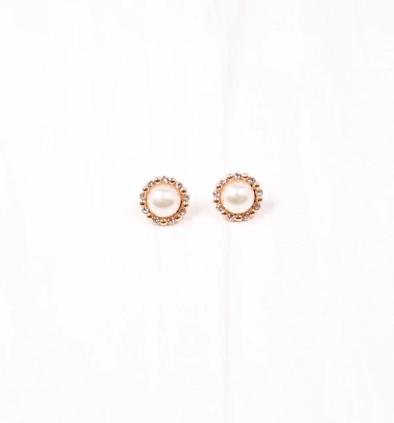 Wimbledon Gold Pearl and CZ Stud Earrings