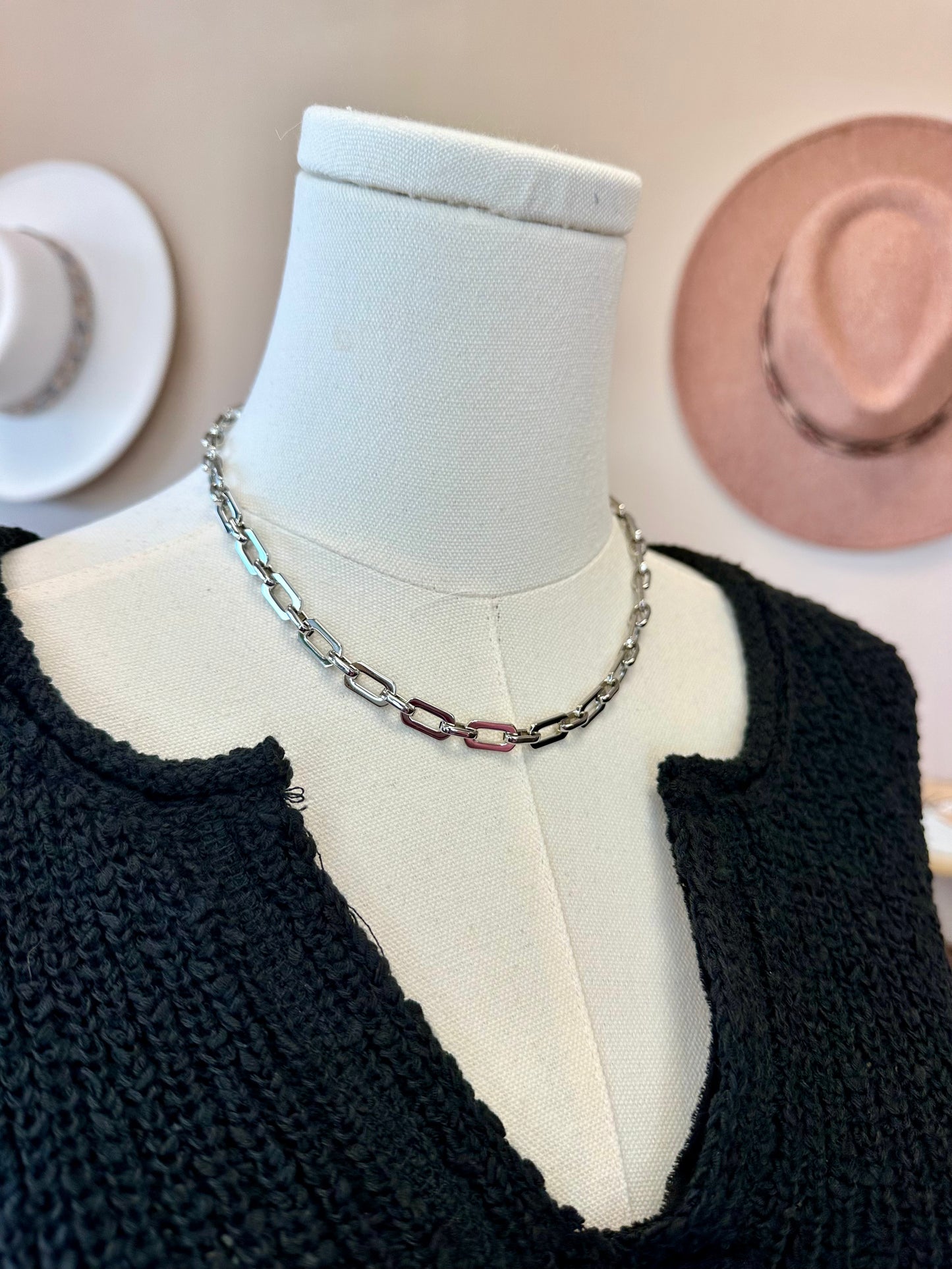 Gold/Silver Simple Pressed Chain Link Necklace