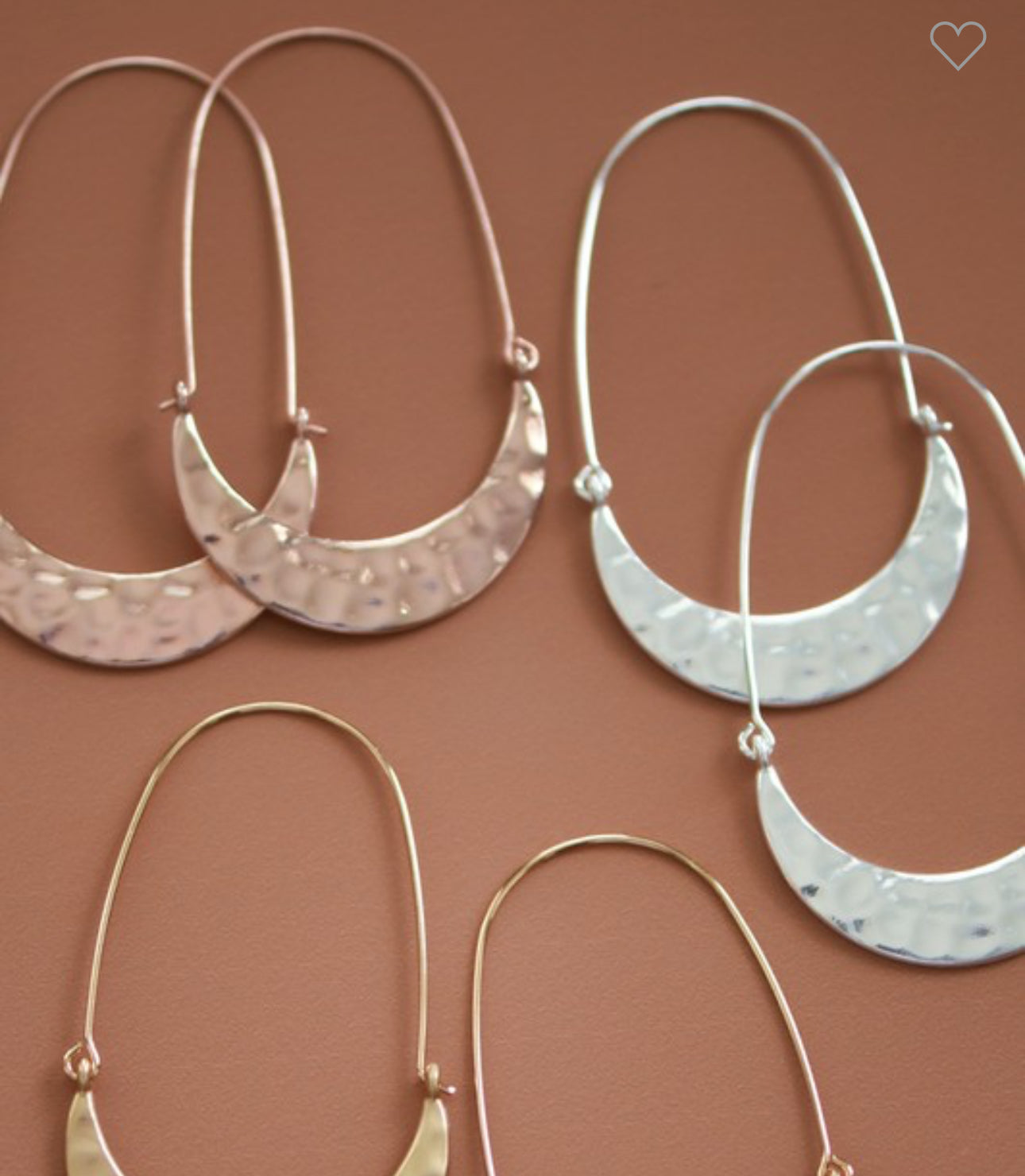 Rose Gold/Silver Hammered Metal Hoop Earrings