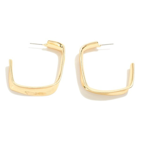 Gold/Silver Chunky Metal Drop Hoop Earrings