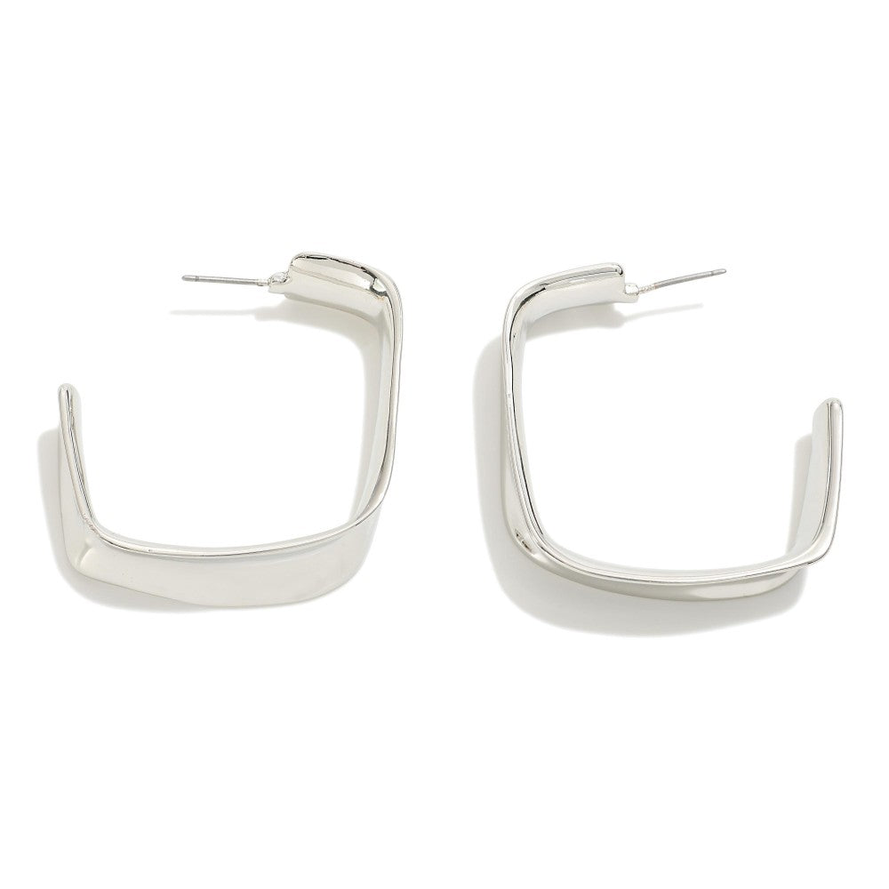 Gold/Silver Chunky Metal Drop Hoop Earrings