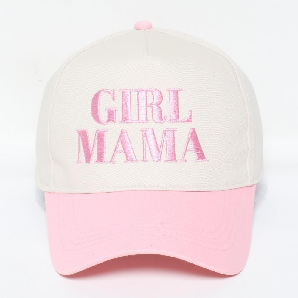 Pink/Red 'GIRL MAMA' Embroidered Two Tone Baseball Cap Hat