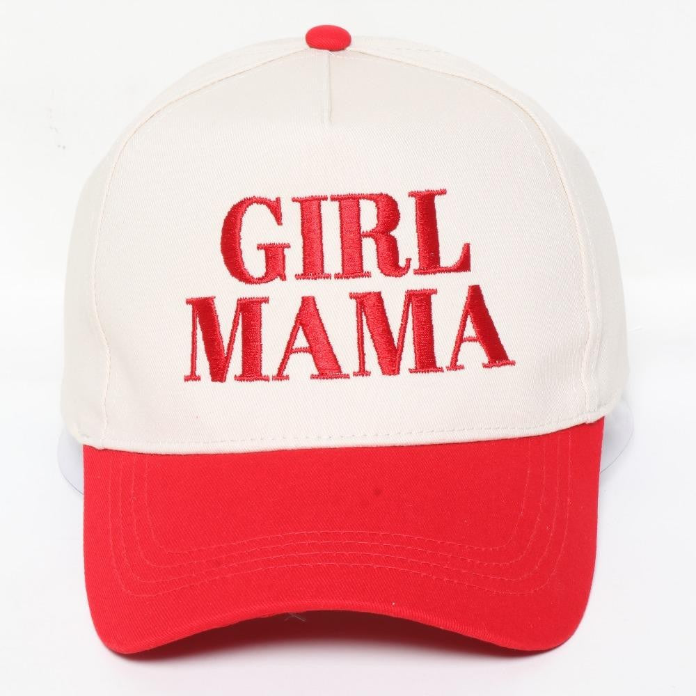 Pink/Red 'GIRL MAMA' Embroidered Two Tone Baseball Cap Hat