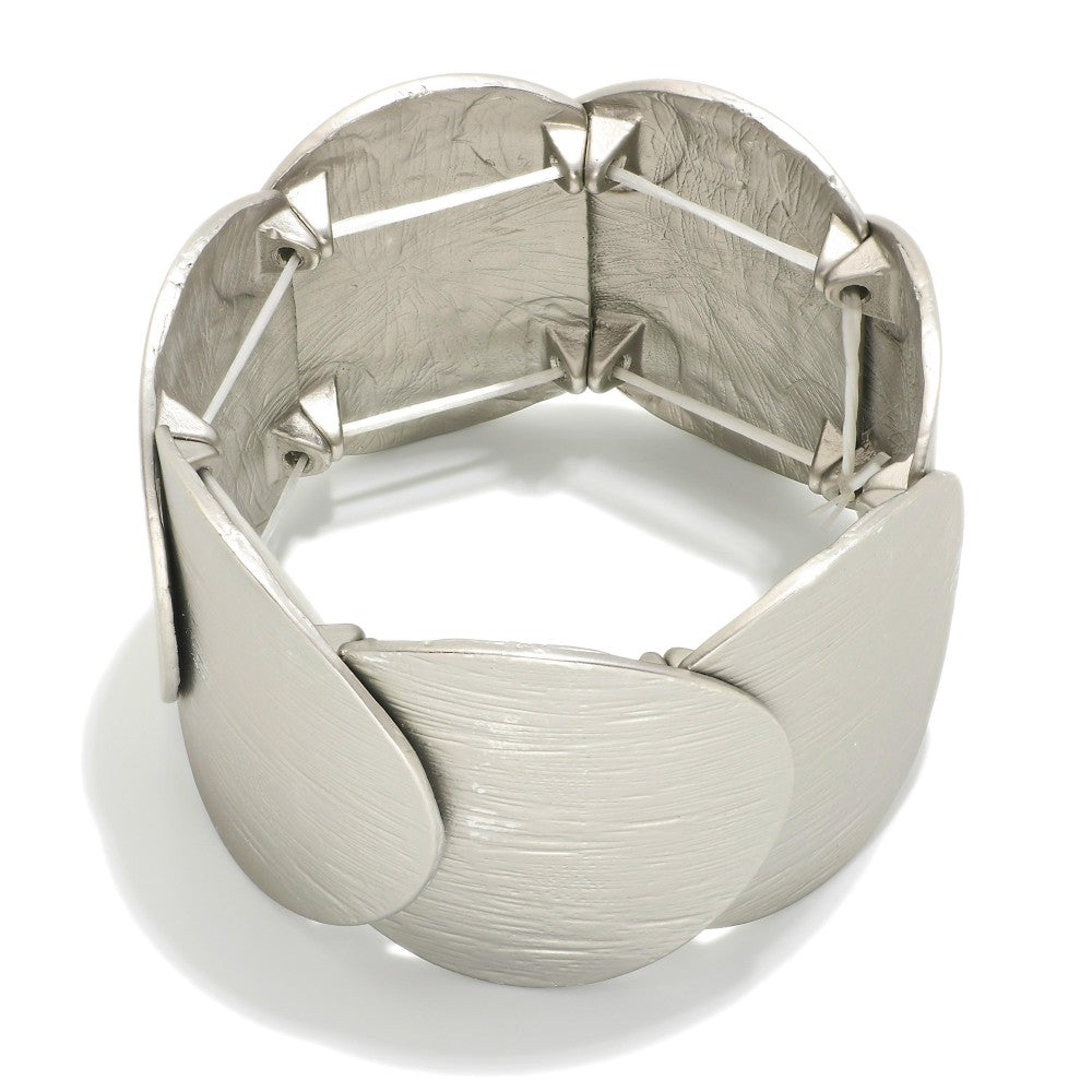 Gold/Silver Overlapping Oversized Textured Metal Circle Stretch Bracelets