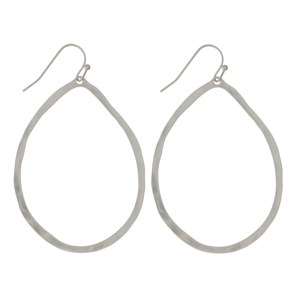 Silver/Gold Metal Teardrop Hammered Dangle Earrings