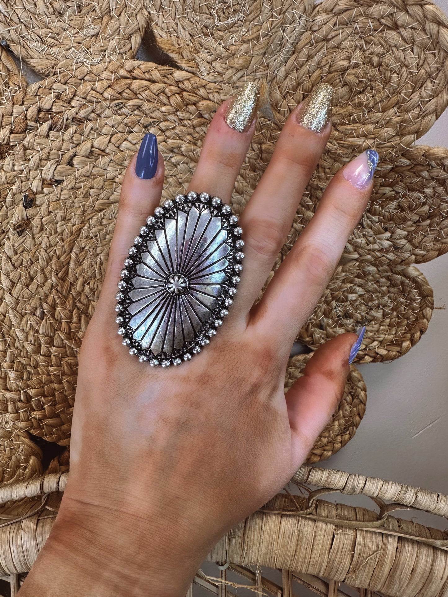 Blame It Western Concho Flower Cuff Ring