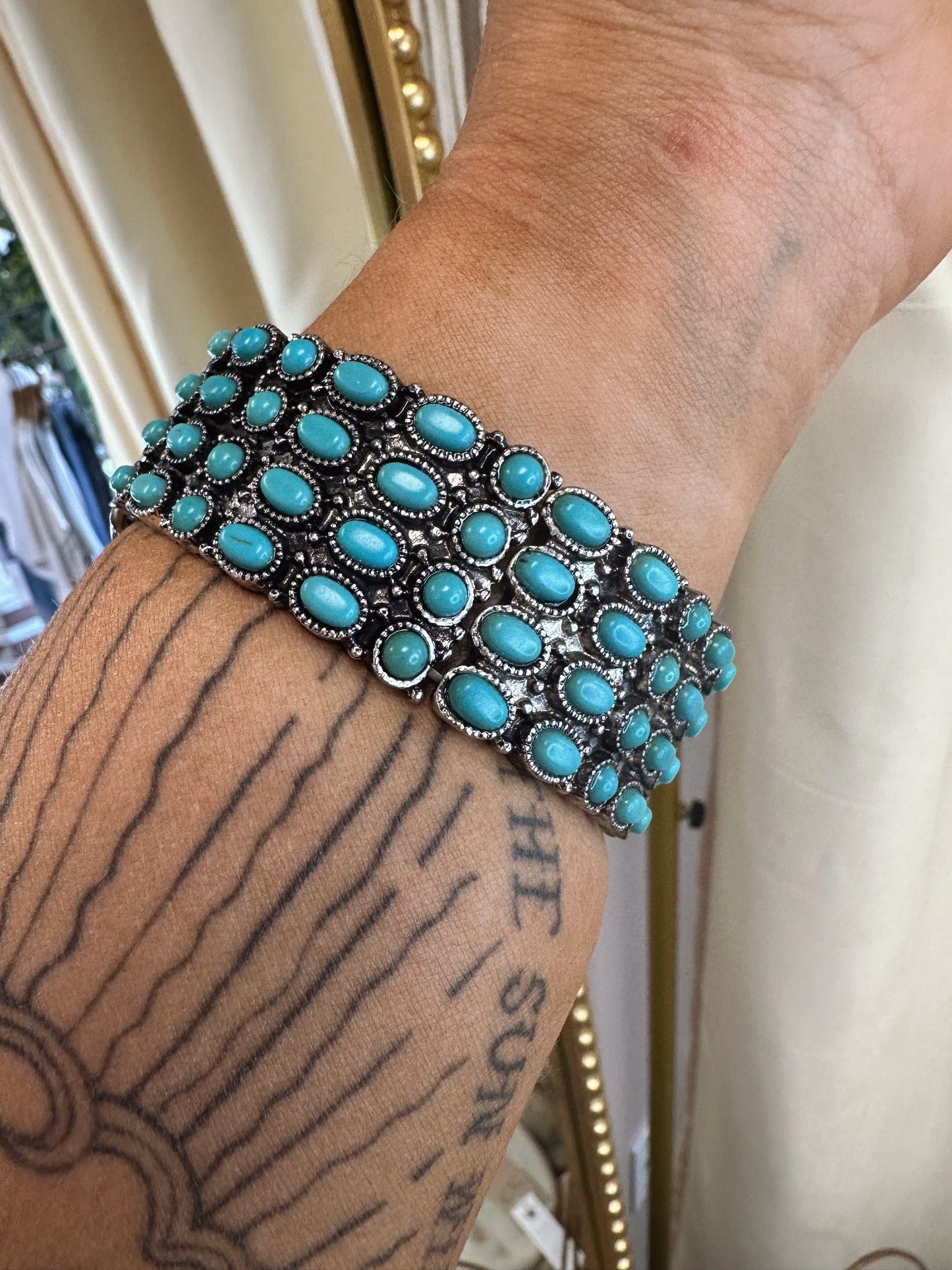 Blame It Western Turquoise Blue Concho Aztec Stretch Apple Watch Band (38-41mm & 42-45mm)