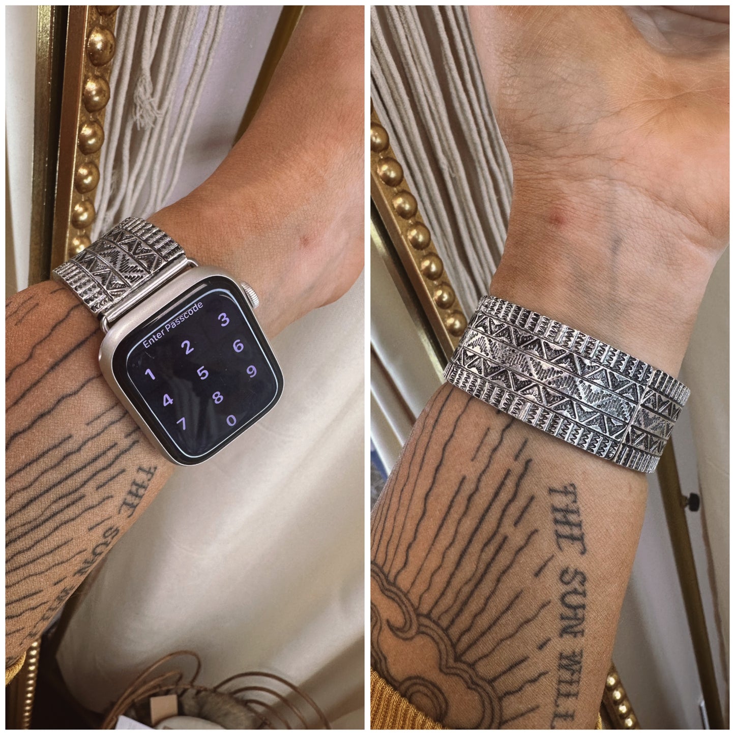 Blame It Western Silver Aztec Stretch Apple Watch Band (38-41mm)
