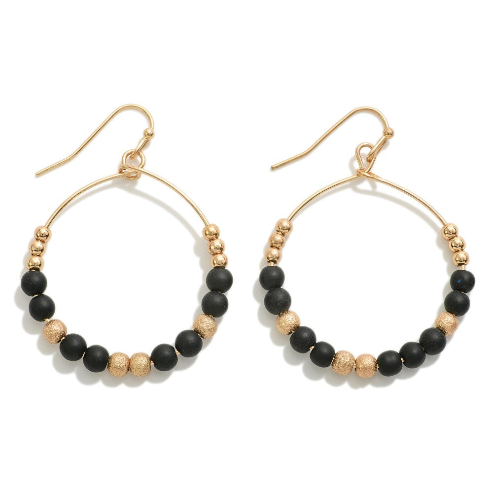 Black/Dalmatian Gold Dainty Circular Drop Earrings