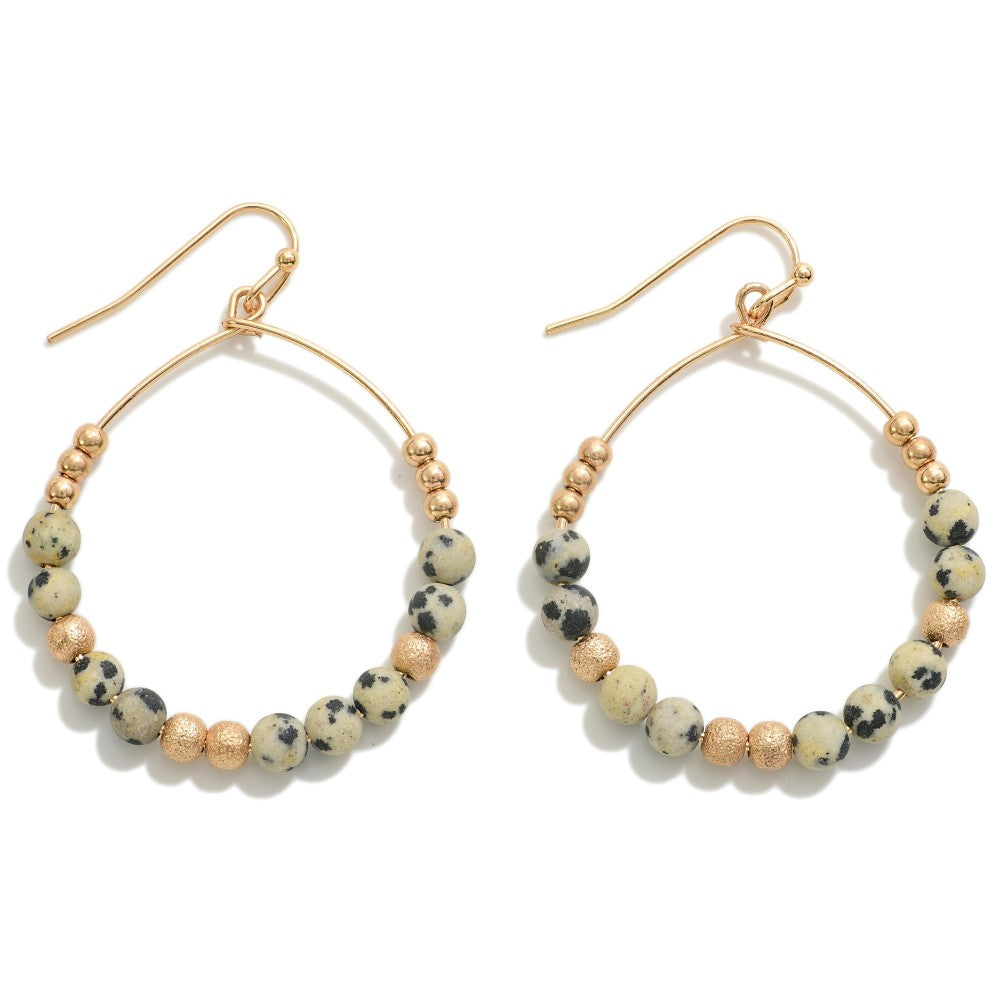 Black/Dalmatian Gold Dainty Circular Drop Earrings