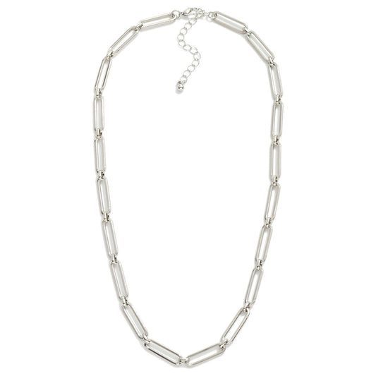 Silver Metal Paperclip Chain Link Necklace