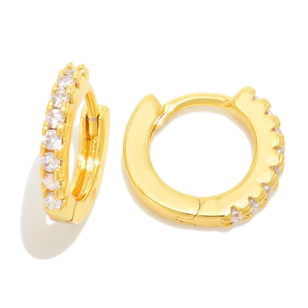 Claire Multi Rhinestone Studded Huggie Hoop Earrings