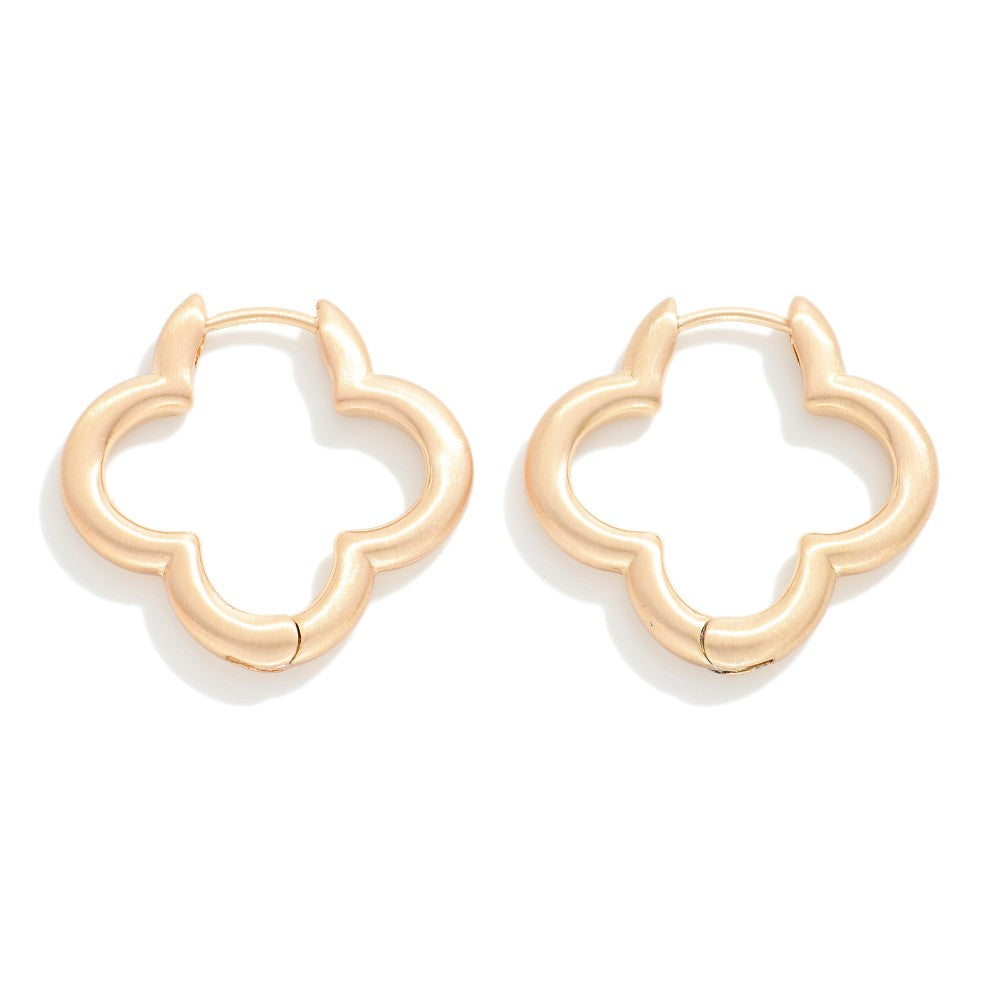 Silver/Gold Clover Metal Hinged Huggie Hoop Earrings