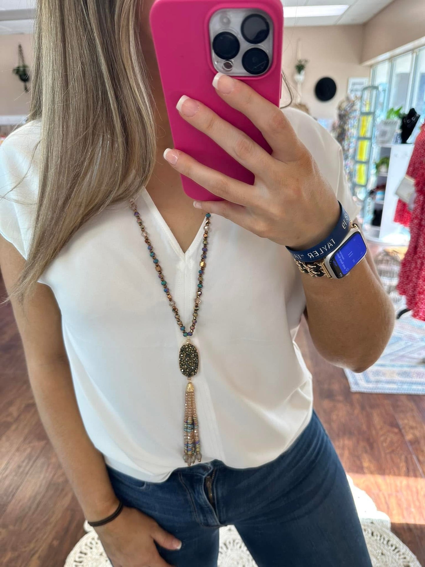 Bringing Charm Beaded Necklace with Tassel