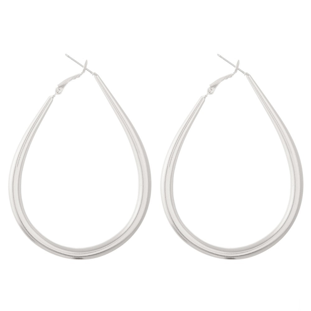Clara Silver/Gold Large teardrop hoop earrings