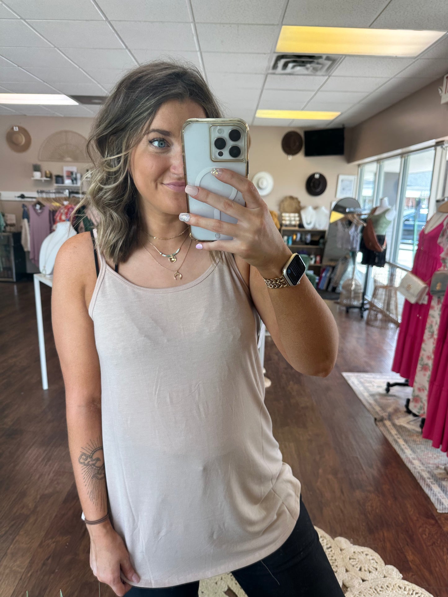 Dusty Blush V-Neck Layering Reversible Tank Top