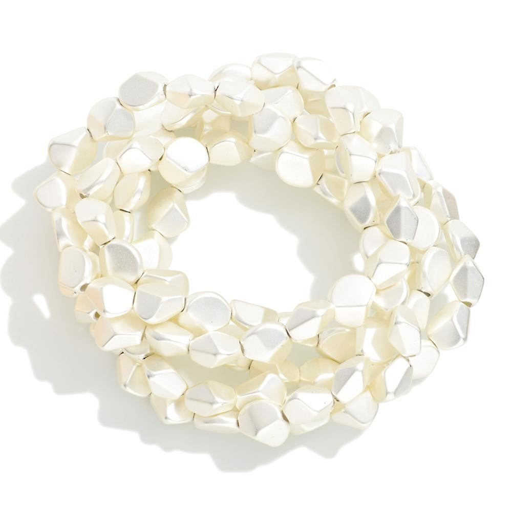 Carrie Gold /Silver Metal Tone Beaded Stretch Bracelets