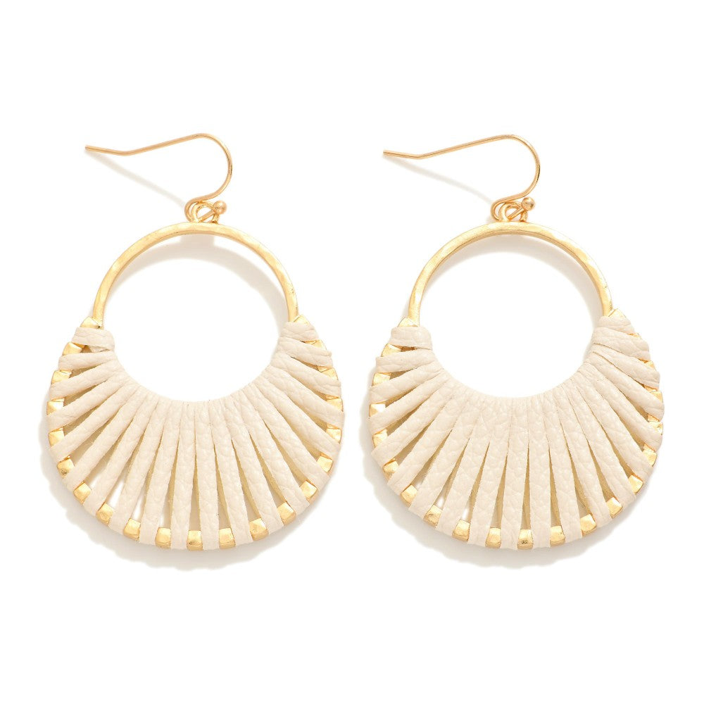 Black/Brown/Gold Woven Leather Drop Earrings
