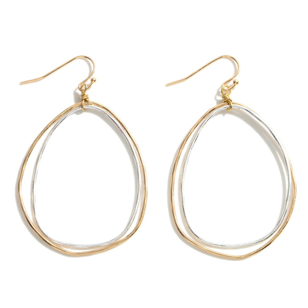 Cassidy Gold/Two Tone Silver & Gold Metal Drop Oval Earrings