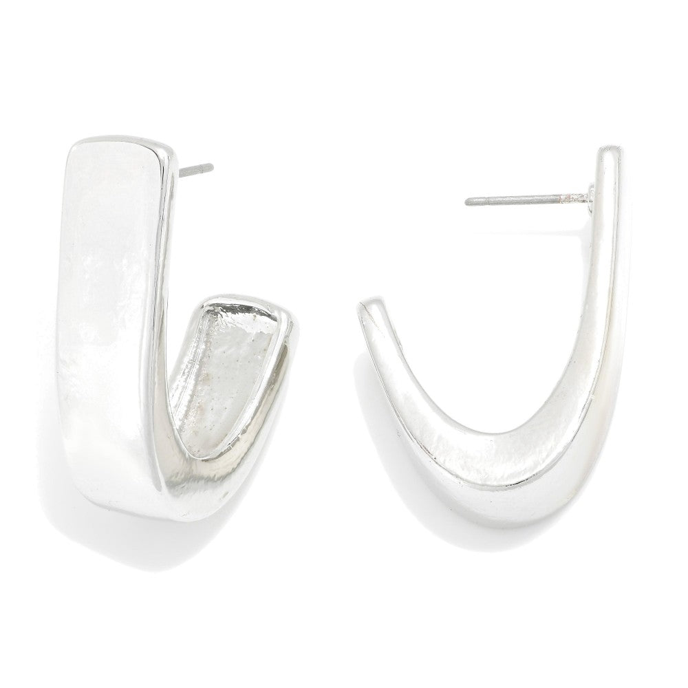 Silver/Gold Metal Tone Cuff Huggie Drop Earrings