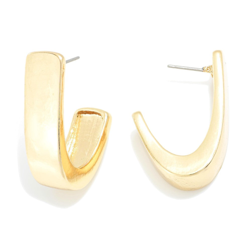 Silver/Gold Metal Tone Cuff Huggie Drop Earrings