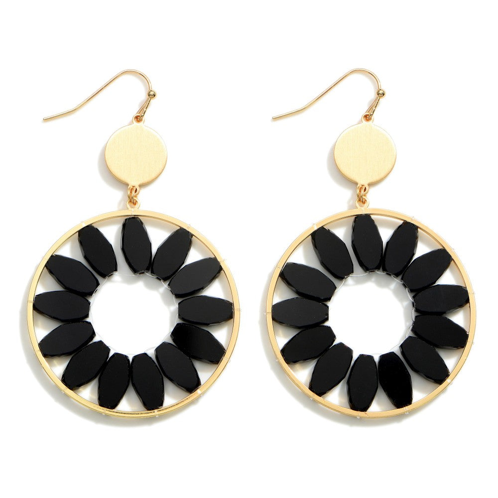 Black & Gold Circular Drop Earrings
