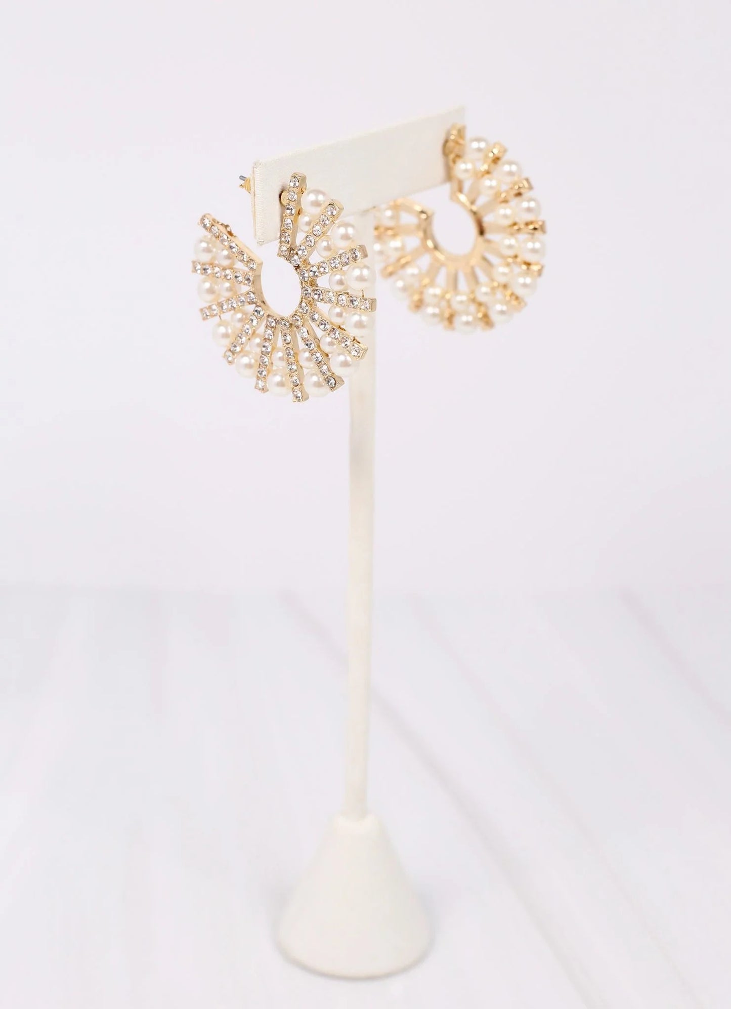 Golden Girl CZ Pearl & Gold Hoop Earrings