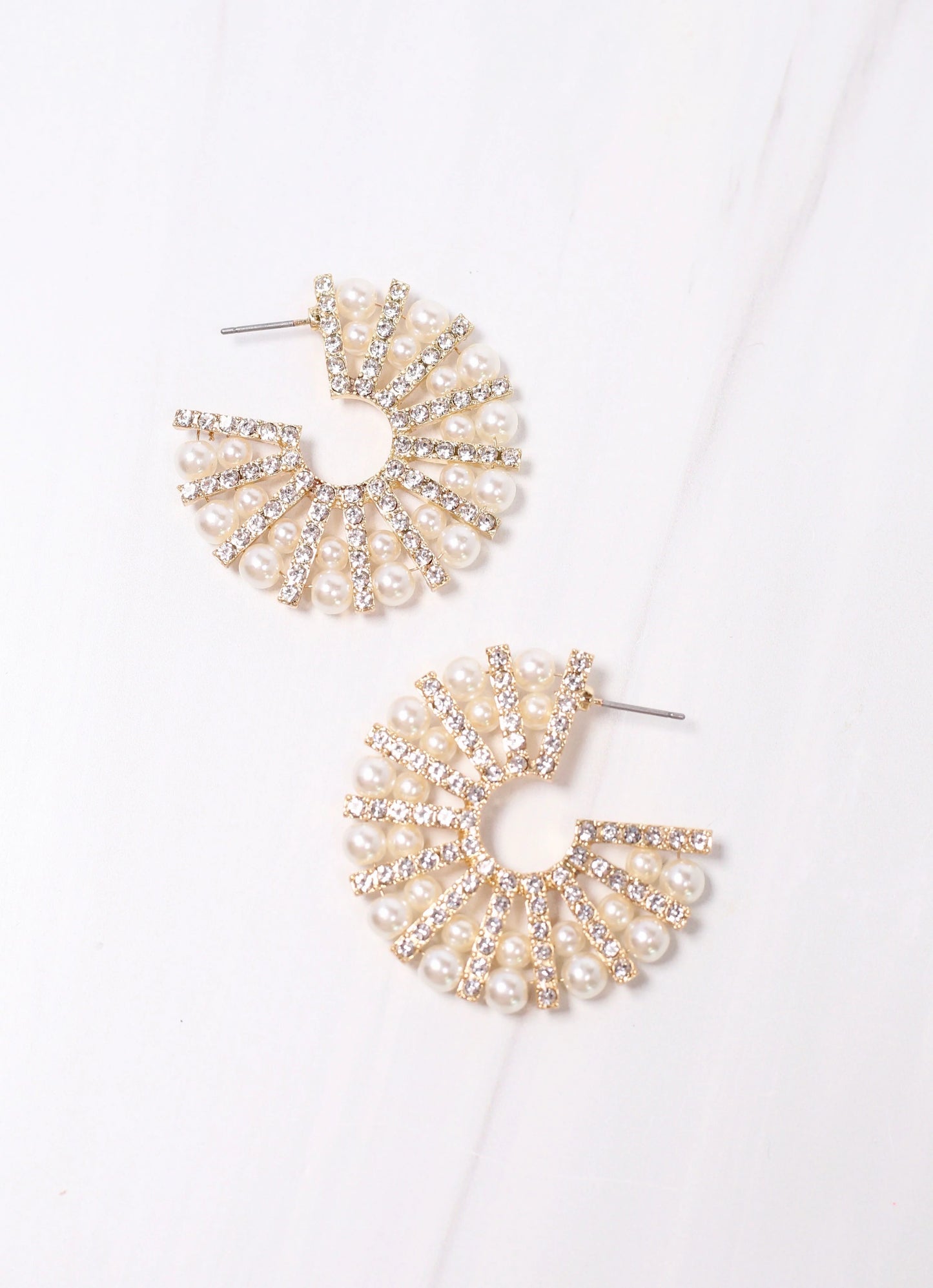 Golden Girl CZ Pearl & Gold Hoop Earrings