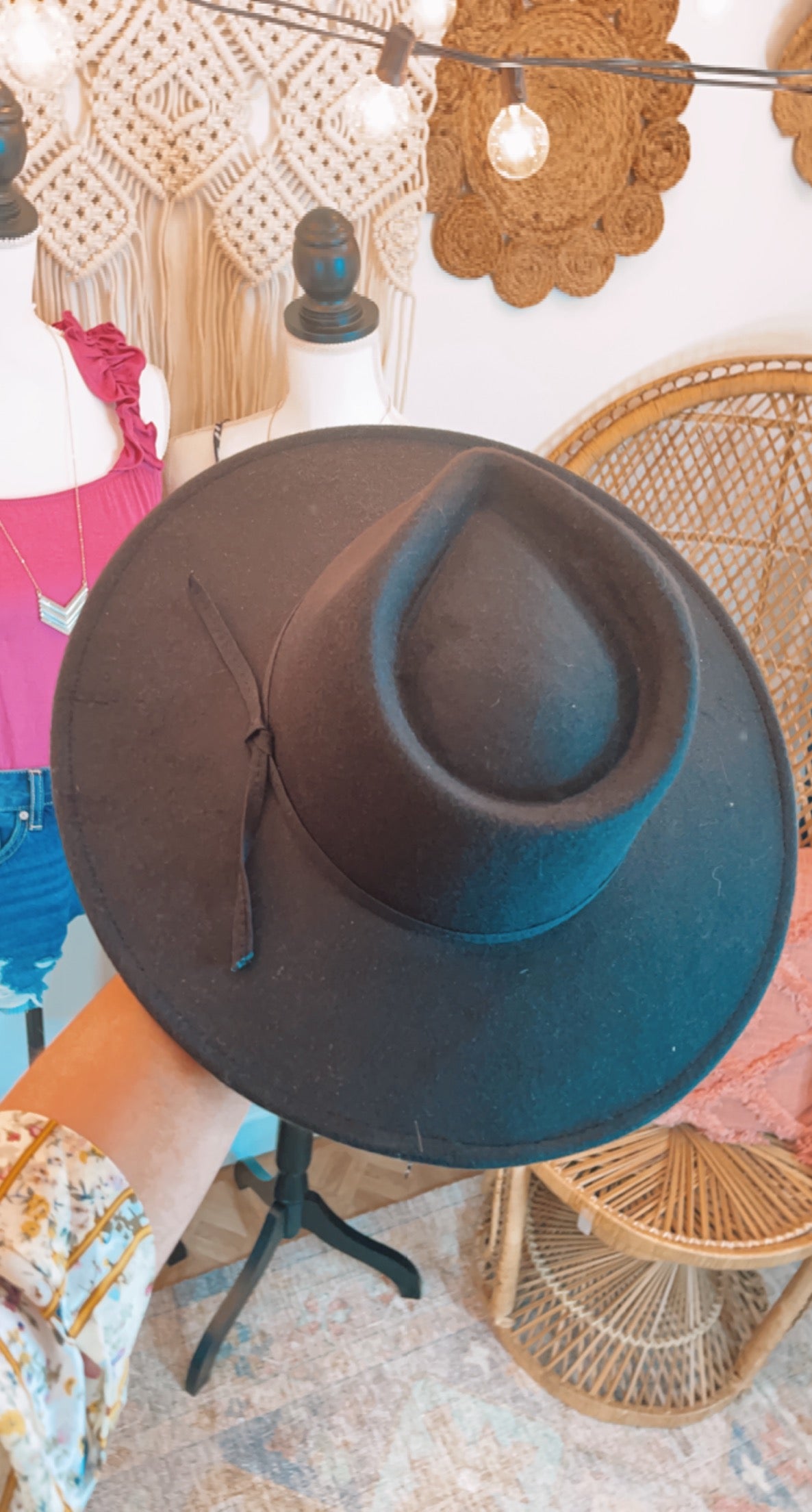 Black Wide Brim Boho Hat