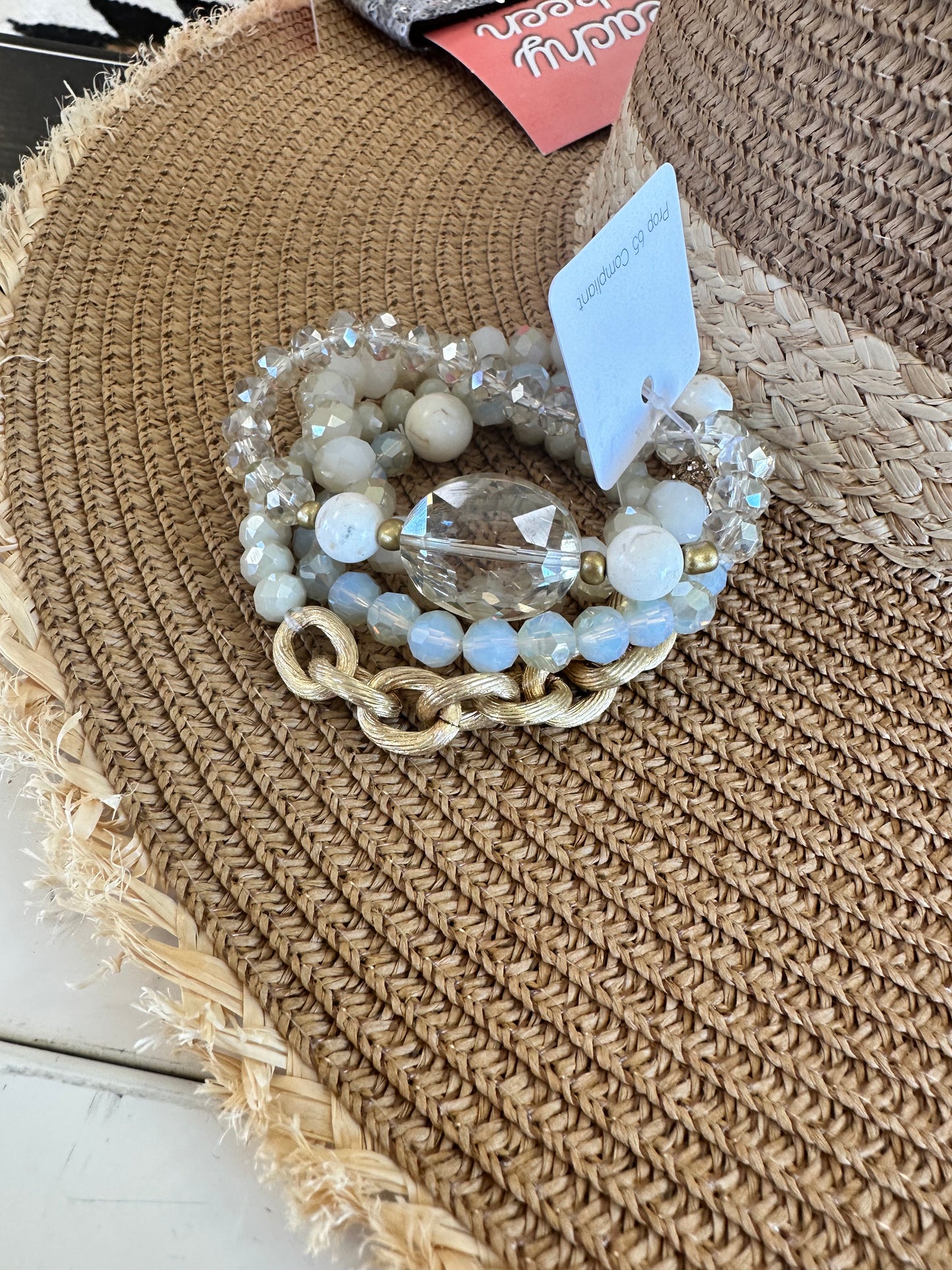 White Stone & Gold Chain